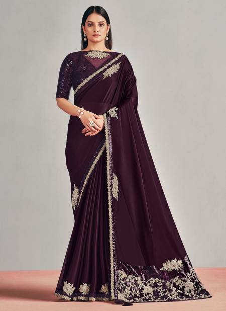 Wine Colour mohmanthan ZEINA New Stylish Party Wear Heavy Designer Saree Collection 22108